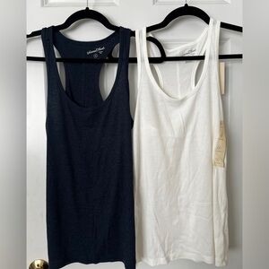 Universal Thread Navy and White Fitted Sleeveless Tank Tops